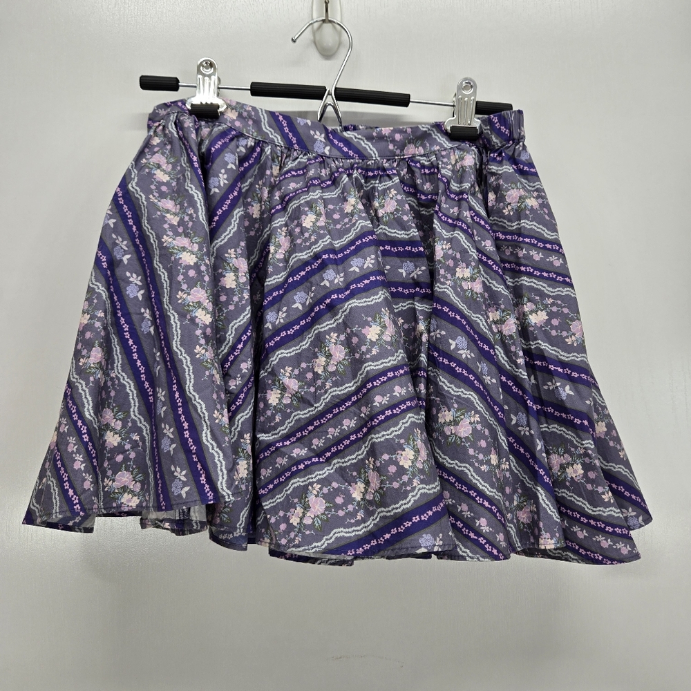 Free People Gaia Floral Blue Purple Mini Skirt Small Flowy Cottagecore Fairycore